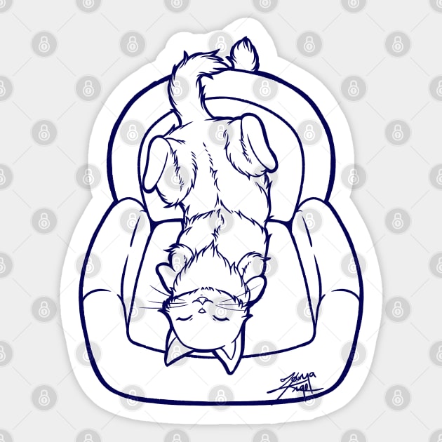 Cute Couch Potato Cat Illustration Sticker by zarya_kiqo